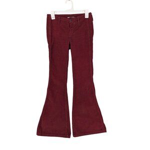 Free People Burgundy Flare Pants 70s Corduroy